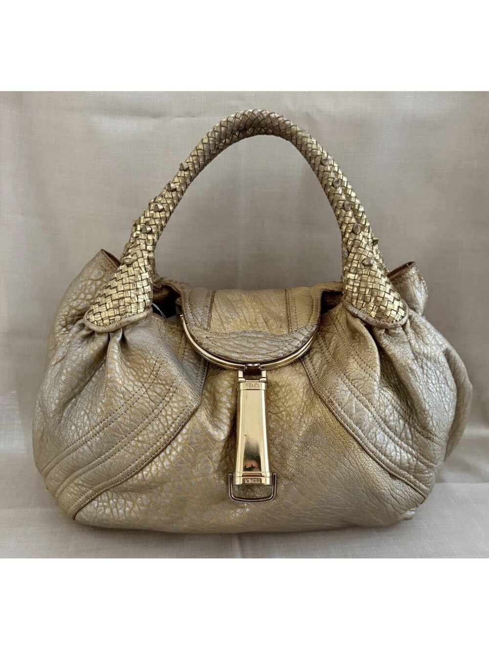 Vintage Fendi Spy Bag in Gold Metallic Leather